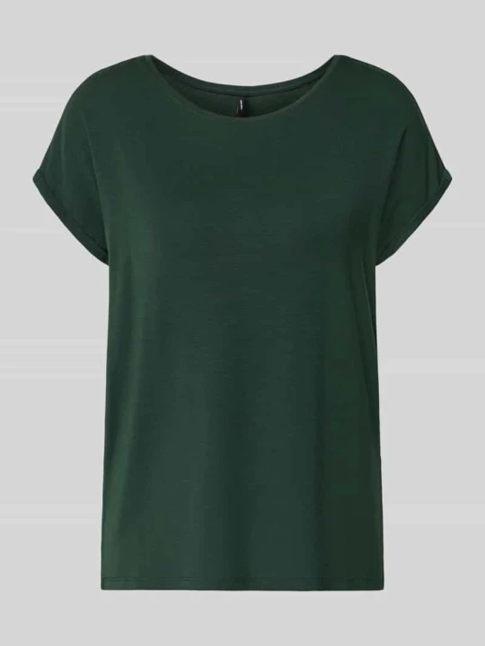 Zdjęcie produktu damski t-shirt o kroju krój regular fit z mieszanki lyocellu model 'AVA' Vero Moda Ciemnozielony