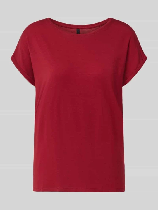 Zdjęcie produktu damski t-shirt o kroju krój regular fit z mieszanki lyocellu model 'AVA' Vero Moda Czerwony