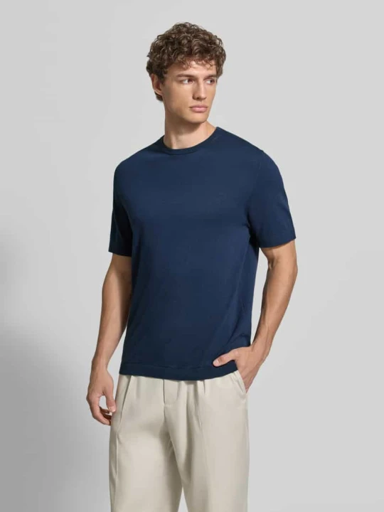 Zdjęcie produktu damski t-shirt o kroju regular fit z czystej bawełny ekologicznej model 'TORINO' Selected Homme Ciemnoniebieski