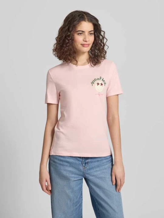 Zdjęcie produktu damski t-shirt o kroju regular fit z czystej bawełny model 'KITA' Only Różowy