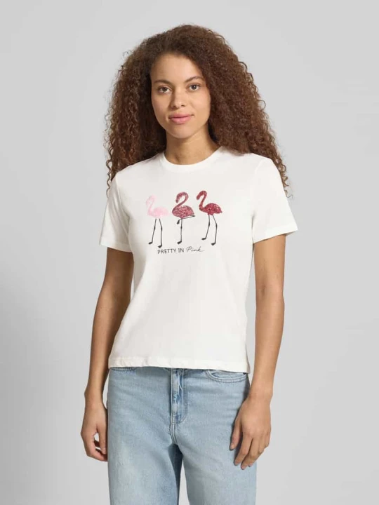 Zdjęcie produktu damski t-shirt o kroju regular fit z czystej bawełny model 'KITA' Only Złamany biały