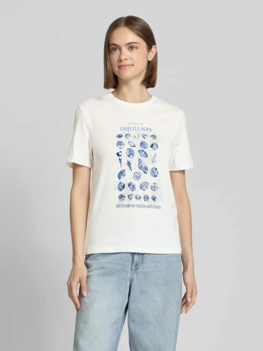 Zdjęcie produktu damski t-shirt o kroju regular fit z czystej bawełny model 'KITA' Only Biały