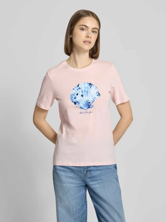 Zdjęcie produktu damski t-shirt o kroju regular fit z czystej bawełny model 'KITA' Only Jasnoróżowy