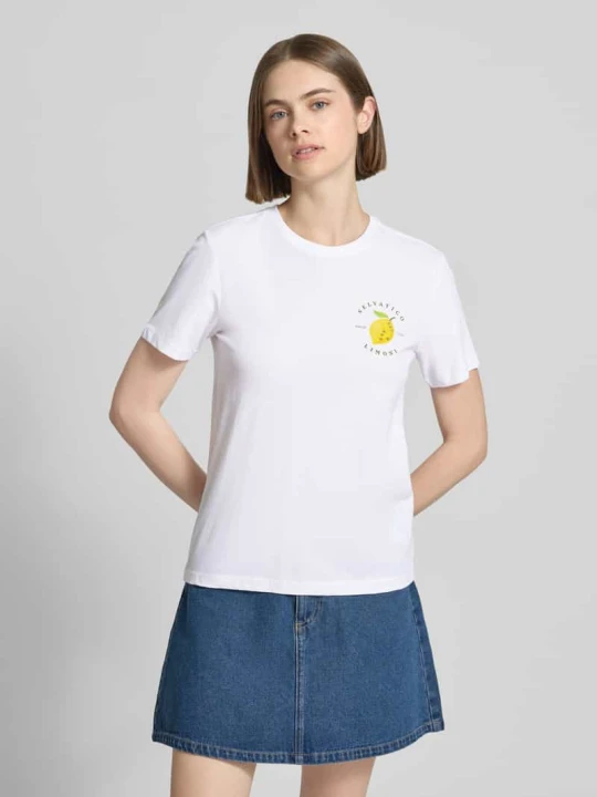 Zdjęcie produktu damski t-shirt o kroju regular fit z czystej bawełny model 'KITA' Only Biały