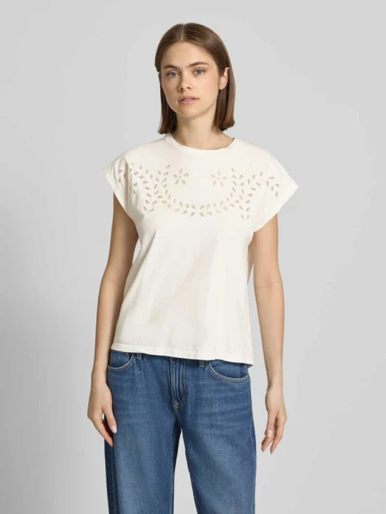 Zdjęcie produktu damski t-shirt o kroju regular fit z czystej bawełny model 'MINA' Pepe Jeans Biały