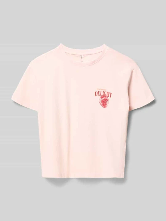Zdjęcie produktu Damski t-shirt o kroju regular fit z czystej bawełny model 'SARA' Only Jasnoróżowy