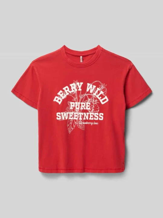 Zdjęcie produktu Damski t-shirt o kroju regular fit z czystej bawełny model 'SARA' Only Wiśniowy