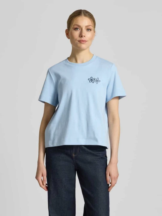 Zdjęcie produktu Damski t-shirt o kroju regular fit z czystej bawełny model 'SARA' Vero Moda Jasnoniebieski