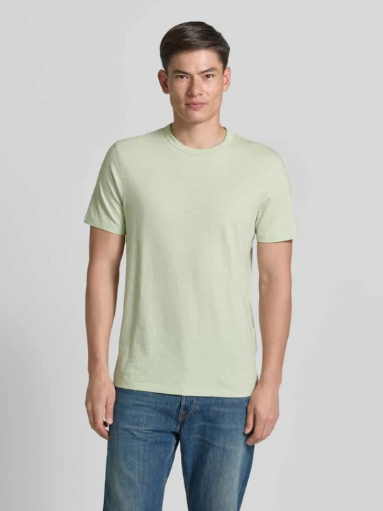 Zdjęcie produktu damski t-shirt o kroju regular fit z czystej bawełny model 'TEGOOD' Boss Limonkowy