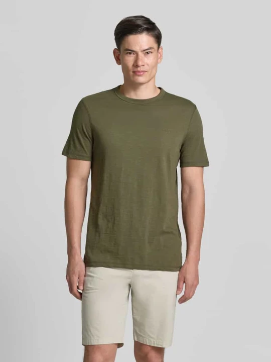 Zdjęcie produktu damski t-shirt o kroju regular fit z czystej bawełny model 'TEGOOD' Boss Khaki