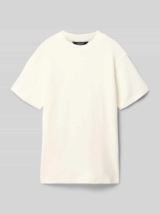 Zdjęcie produktu damski t-shirt o kroju regular fit z fakturowanym wzorem model 'Farno' Cars Biały