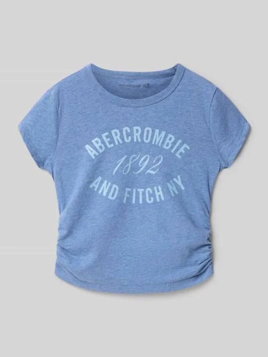 Zdjęcie produktu damski t-shirt o kroju regular fit z marszczeniami Abercrombie & Fitch Jasnoniebieski melanż