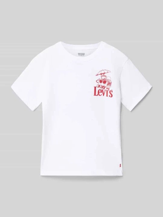 Zdjęcie produktu damski t-shirt o kroju regular fit z mieszanka bawełny model 'LVB BURGER MEAL TEE' Levi's Biały