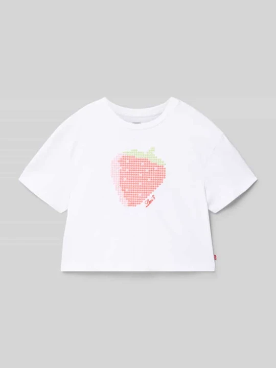 Zdjęcie produktu damski t-shirt o kroju regular fit z mieszanki bawełny model 'LVG STRAWBERRY SS TOP' Levi's Biały