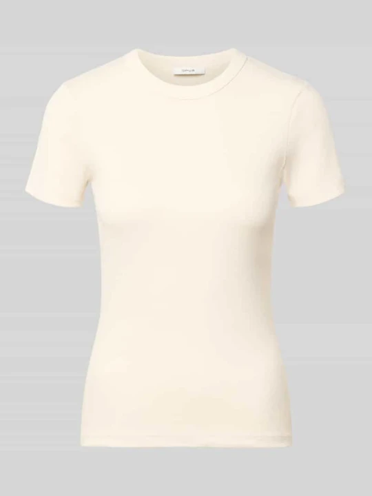 Zdjęcie produktu damski t-shirt o kroju regular fit z mieszanki bawełny Opus Beżowy
