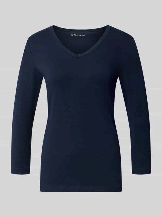 Zdjęcie produktu damski t-shirt o kroju regular fit z mieszanki bawełny Tom Tailor Granatowy