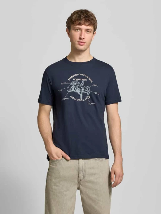 Zdjęcie produktu Damski t-shirt o kroju regular fit z nadrukiem z motywem Model 'Klements' Blend Granatowy