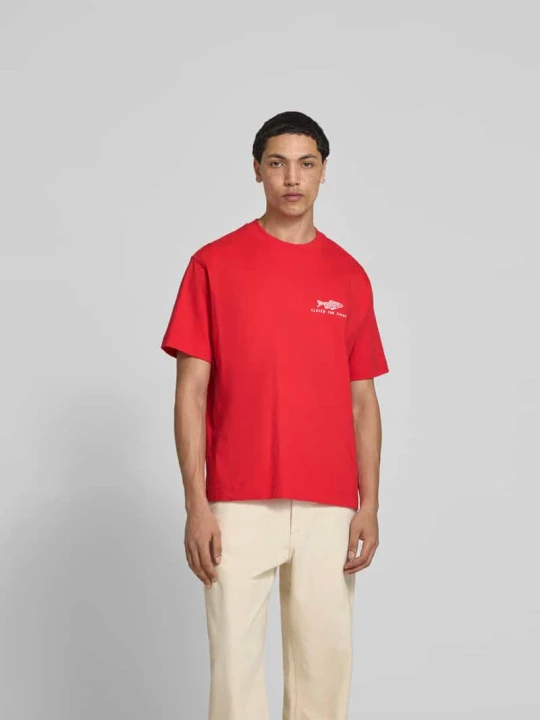 Zdjęcie produktu t-shirt o kroju regular fit z nadrukiem z napisem Closed Jasnoczerwony