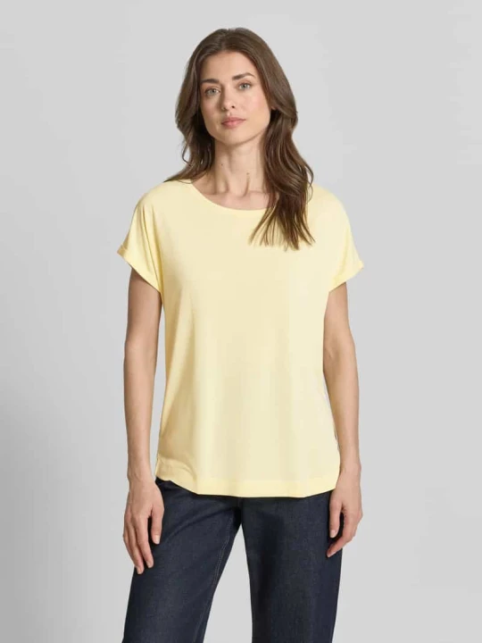 Zdjęcie produktu damski t-shirt o kroju regular fit z okrągłym dekoltem Christian Berg Jasnożółty
