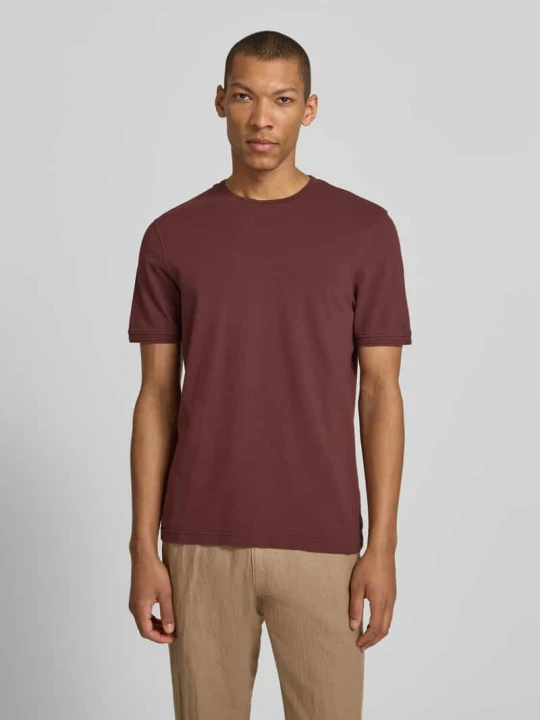 Zdjęcie produktu damski t-shirt o kroju regular fit z okrągłym dekoltem model 'Lao' CINQUE Śliwkowy