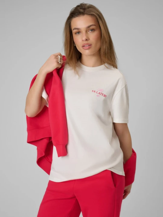 Zdjęcie produktu Damski t-shirt z nadrukiem 4F 4FRSS26TTSHF3449 - kremowy