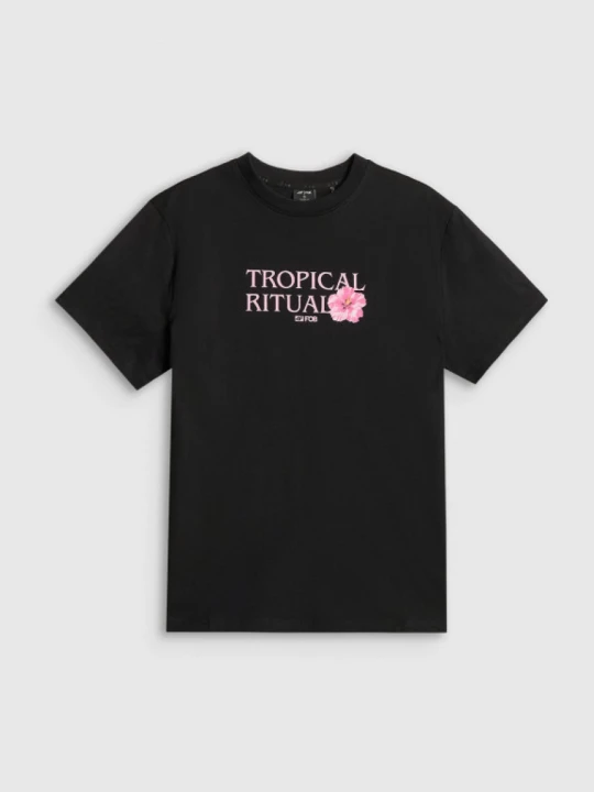Zdjęcie produktu Damski t-shirt z nadrukiem 4F 4FRSS26TTSHF3886 - czarny