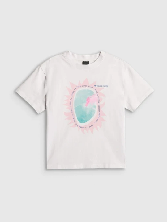 Zdjęcie produktu Damski t-shirt z nadrukiem 4F 4FRSS26TTSHF4536 - biały