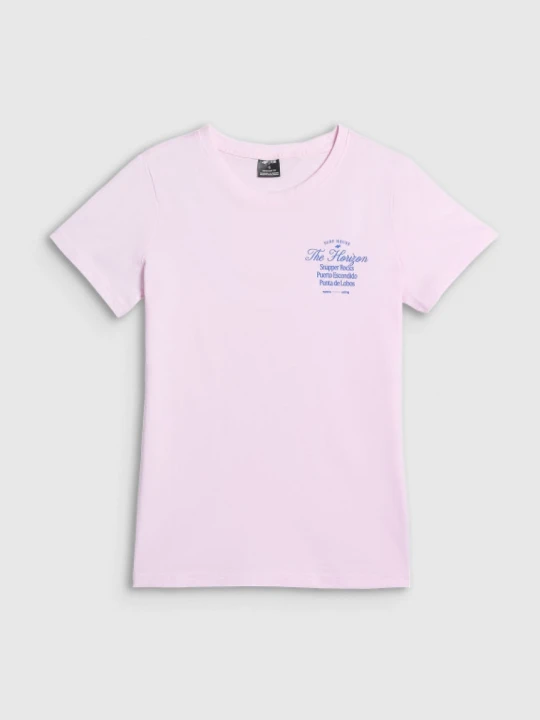 Zdjęcie produktu Damski t-shirt z nadrukiem 4F 4FRSS26TTSHF4537 - różowy