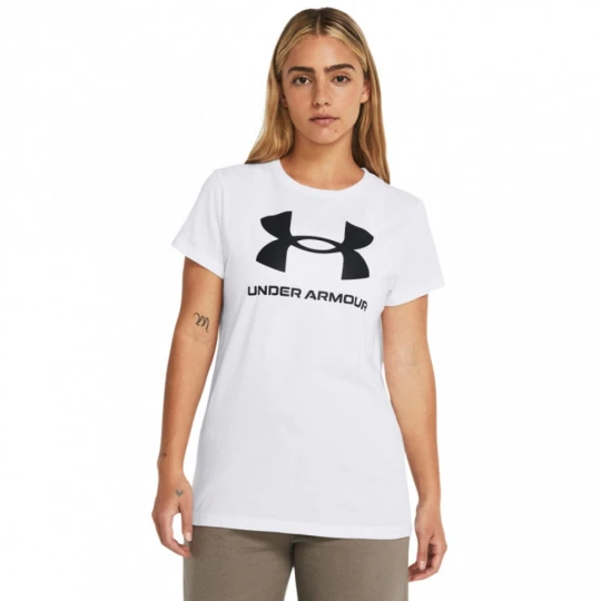Zdjęcie produktu Damski t-shirt z nadrukiem Under Armour UA Rival Logo SS - biały