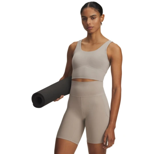 Zdjęcie produktu Damski top treningowy Under Armour Meridian Fitted Crop Tank - beżowy