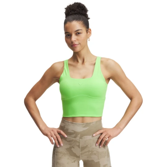 Zdjęcie produktu Damski top treningowy Under Armour Project Rock Fitted Bra Tank - zielony