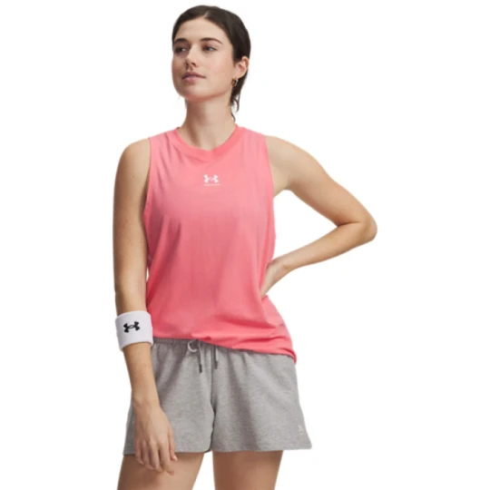 Zdjęcie produktu Damski top z nadrukiem Under Armour UA Rival Muscle Tank - różowy