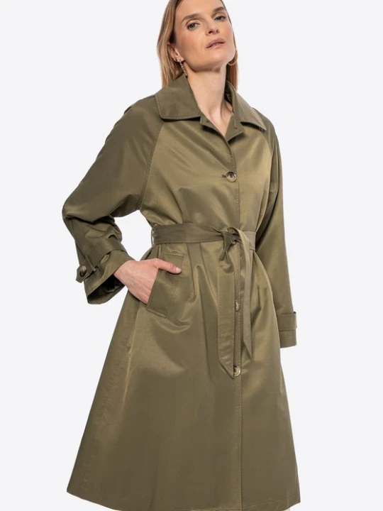 Zdjęcie produktu Damski trencz z domieszką bawełny khaki Wittchen