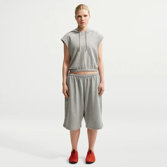 Zdjęcie produktu Damskie bermudy o kroju oversize ze średnim stanem z dzianiny dresowej Nike - Szary