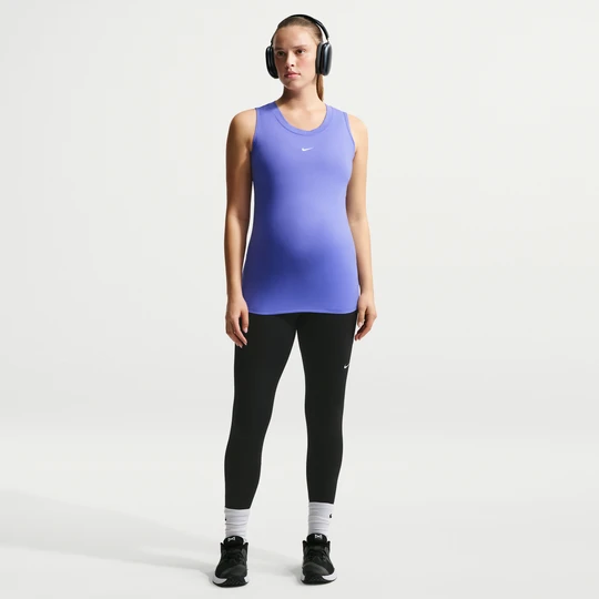 Zdjęcie produktu Damskie ciążowe legginsy 7 / 8 z wysokim stanem i kieszeniami Nike (M) One - Czerń