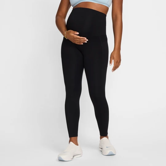 Zdjęcie produktu Damskie ciążowe legginsy 7/8 z wysokim stanem i kieszeniami Nike (M) One - Czerń