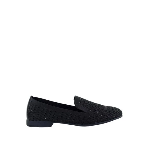 Zdjęcie produktu Damskie eleganckie czarne mokasyny slip on z diamencikami GOE TT2N4204