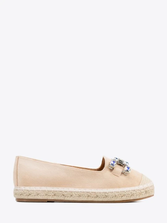 Zdjęcie produktu Damskie espadryle z biżuteryjną ozdobą jasny beż Wittchen