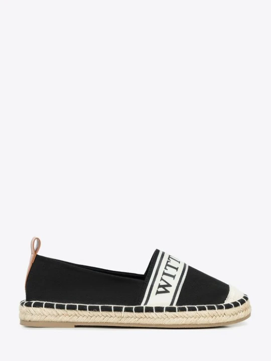Zdjęcie produktu Damskie espadryle z lamówką z logo czarne Wittchen