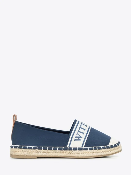 Zdjęcie produktu Damskie espadryle z lamówką z logo granatowe Wittchen