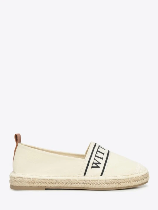 Zdjęcie produktu Damskie espadryle z lamówką z logo kremowe Wittchen kremowy