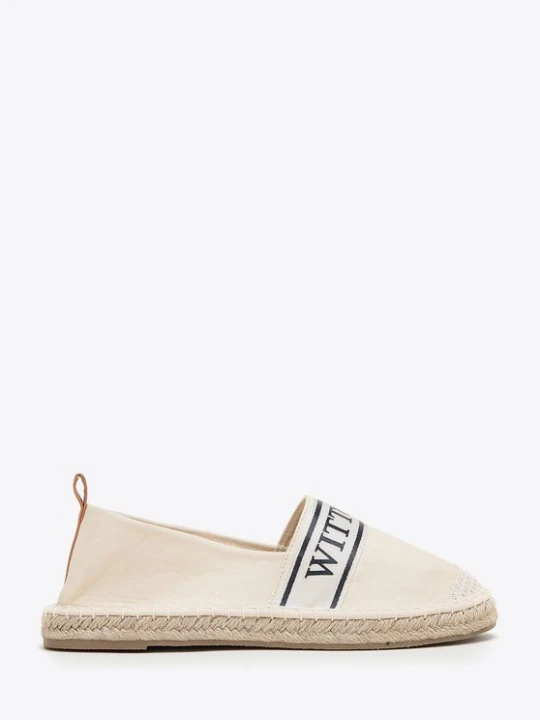 Zdjęcie produktu Damskie espadryle z lamówką z napisem WITTCHEN kremowy