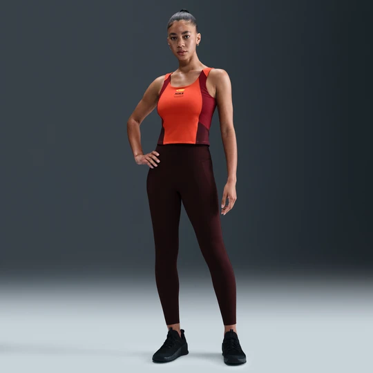Zdjęcie produktu Damskie legginsy 7/8 z wysokim stanem bez przedniego szwu Nike Universa - Czerwony