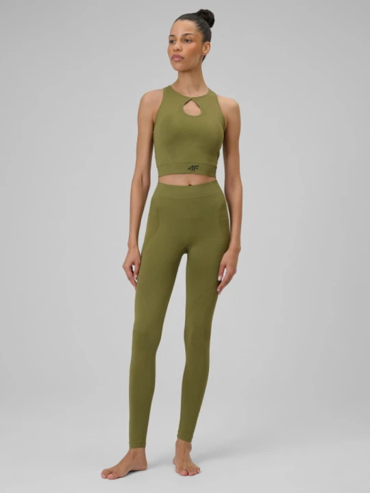 Zdjęcie produktu Damskie legginsy do jogi 4F 4FWSS26TFTIF406 - zielone