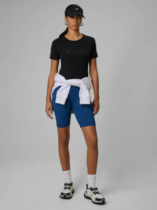 Zdjęcie produktu Damskie legginsy kolarki dzianinowe 4F 4FWSS26TSTIF017 - turkusowe