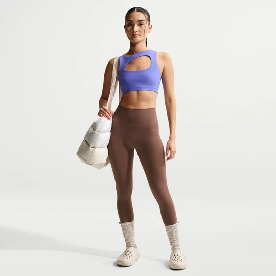 Zdjęcie produktu Damskie legginsy o pełnej długości z wysokim stanem bez przedniego szwu Nike Zenvy - Fiolet