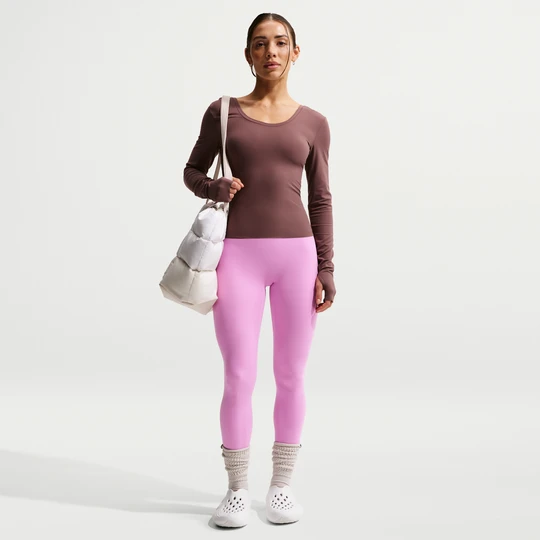Zdjęcie produktu Damskie legginsy o pełnej długości z wysokim stanem bez przedniego szwu Nike Zenvy - Fiolet