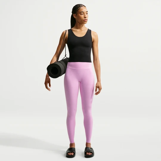 Zdjęcie produktu Damskie legginsy o pełnej długości z wysokim stanem bez przedniego szwu Nike Zenvy - Różowy