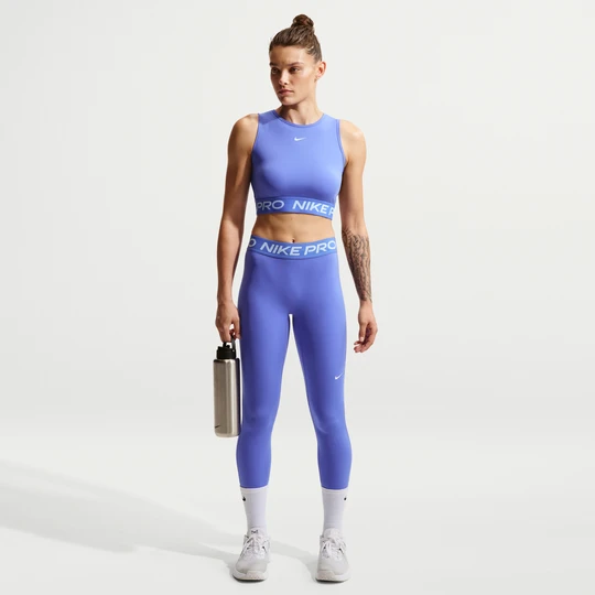 Zdjęcie produktu Damskie legginsy o pełnej długości ze średnim stanem Nike Pro - Niebieski