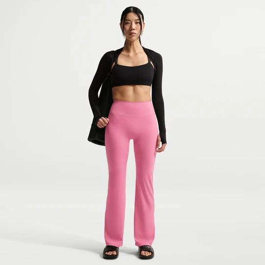 Zdjęcie produktu Damskie legginsy z wysokim stanem i rozszerzanymi nogawkami bez przedniego szwu Nike Zenvy - Różowy